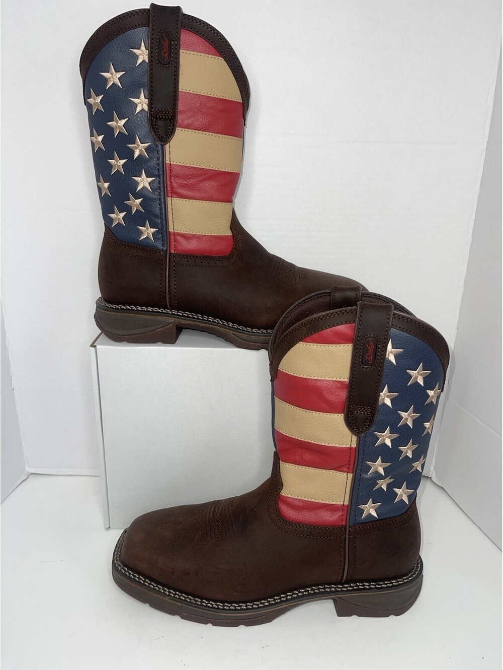 Men’s Durango Rebel Patriotic Western Flag Boots Workin’ Rebel|Pull‑On|Size 9.5M